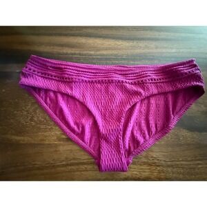 Robin Piccone Swim Bottom Women Large Magenta Textured Crochet Boho Summer Beach